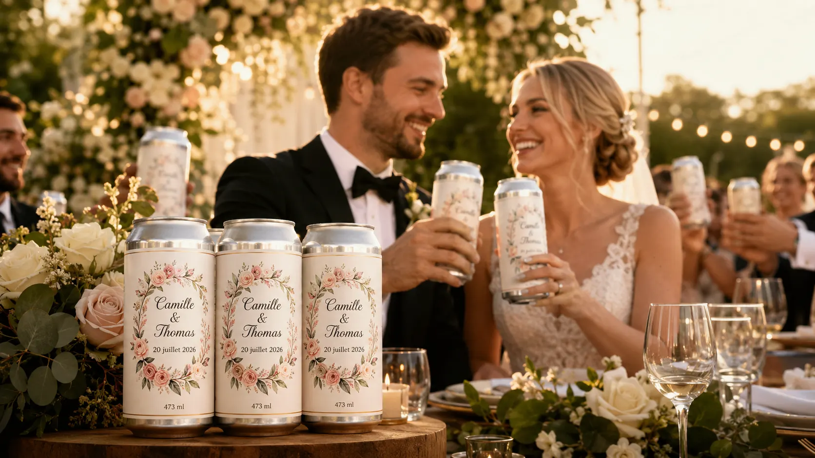 Bière personnalisée pour mariage Bière personnalisée pour mariage avec étiquette aux noms des mariés